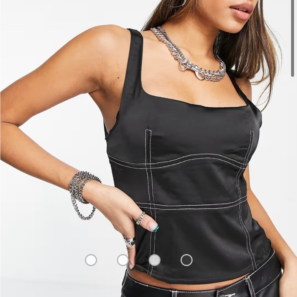 Zara Black Satin Tank Formal Evening Wedding guest Sleeveless Top Sz S - Picture 1 of 11
